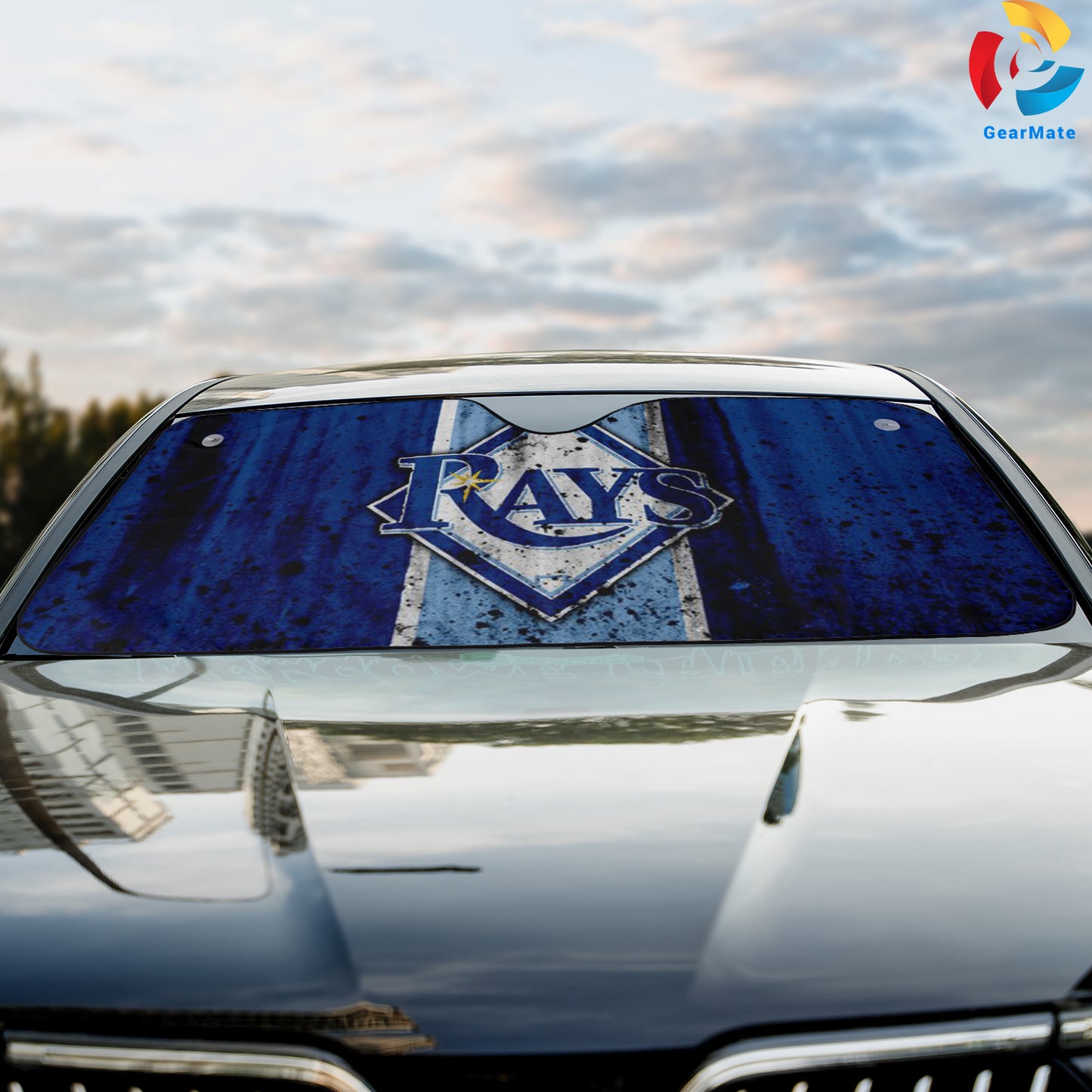 Tampa Bay Rays MLB Baseball Wooden Texture Car Cover Reflective Car Sunshade – Premium Heat & UV Protection, Universal Fit