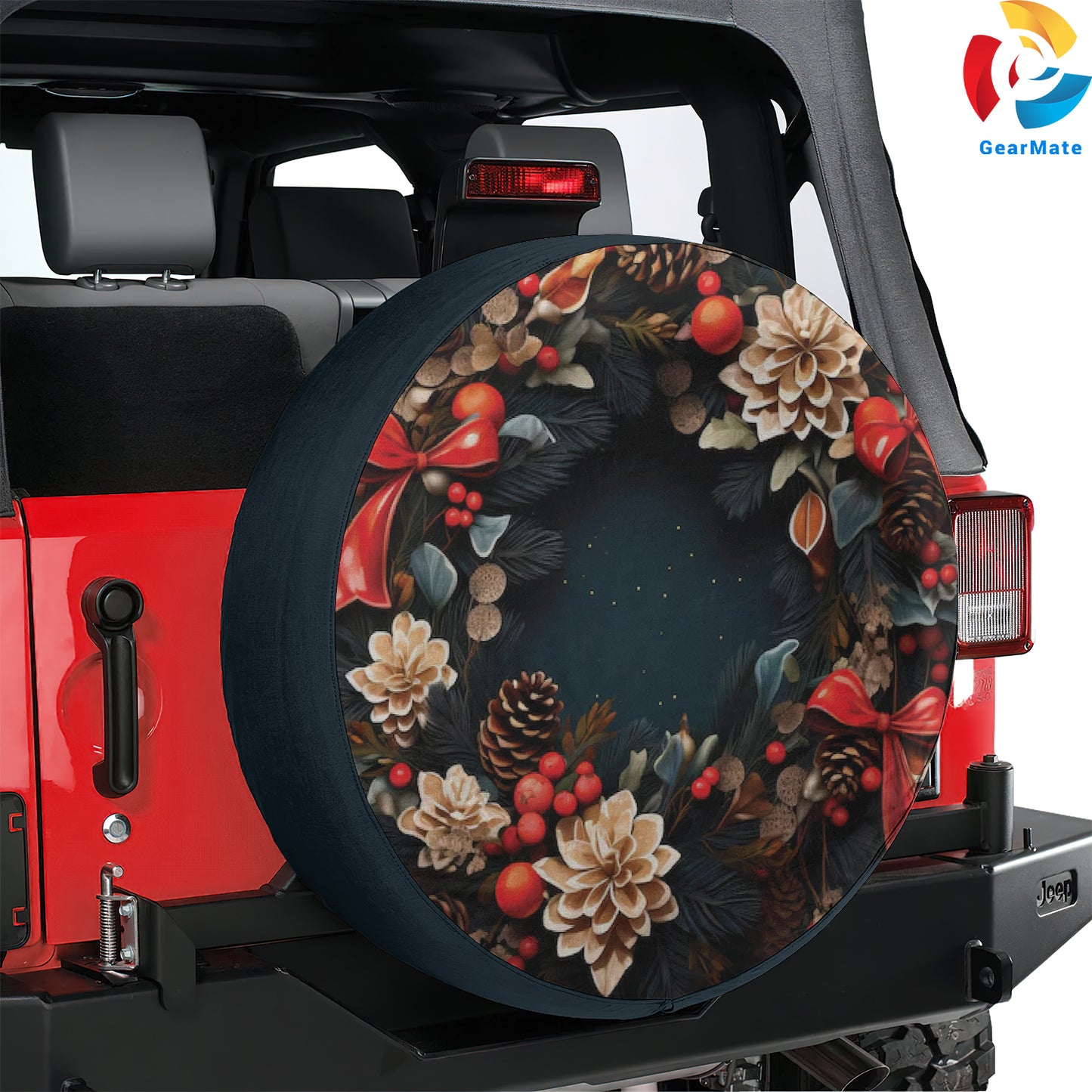 Merry Christmas 2024 Holiday Wreath Spare Tire Cover – Premium Waterproof UV Resistant Protector