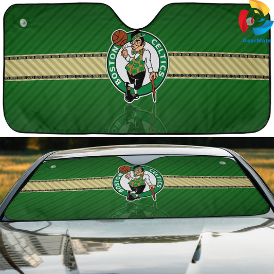 Boston Celtics Team Logo Reflective Car Sunshade – Premium Heat & UV Protection, Universal Fit