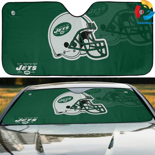 New York Jets NFL Football Helmet Car Cover Reflective Car Sunshade – Premium Heat & UV Protection, Universal Fit