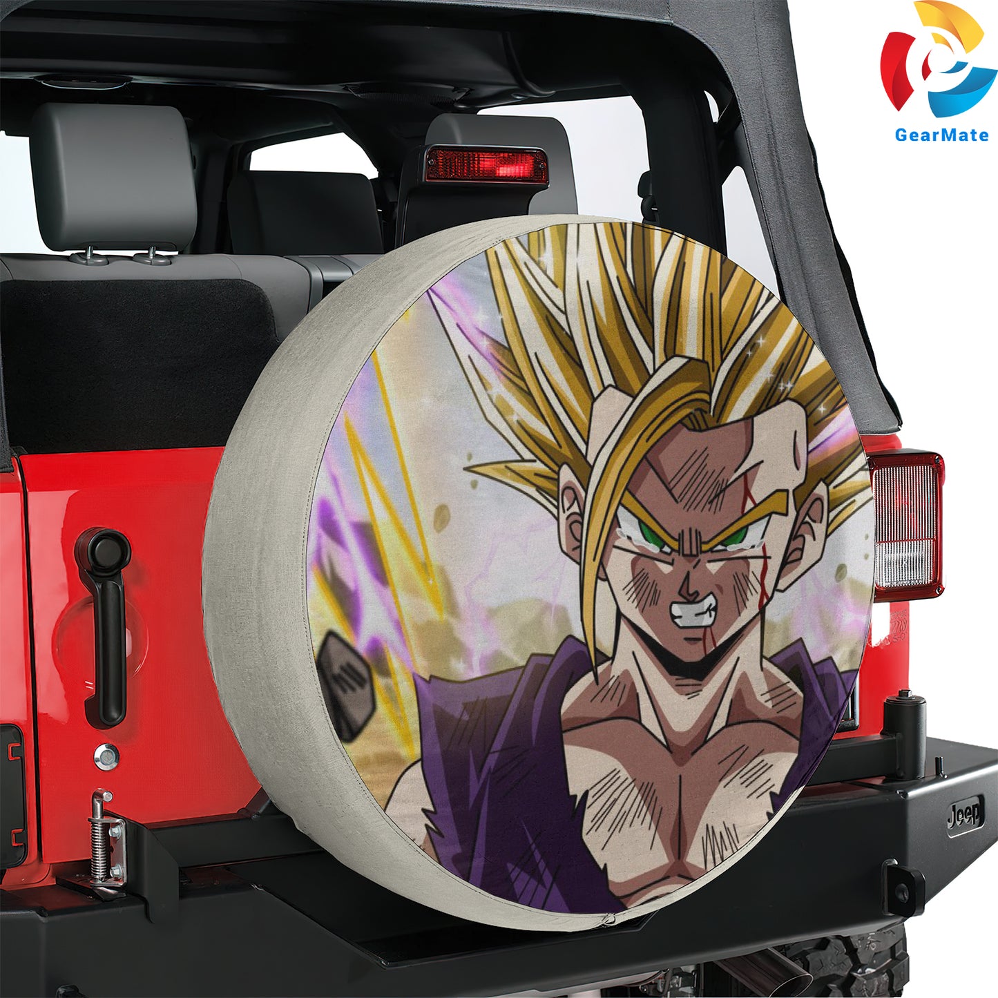 Dragon Ball Gohan Angry Spare Tire Cover – Premium Waterproof UV-Resistant Protector