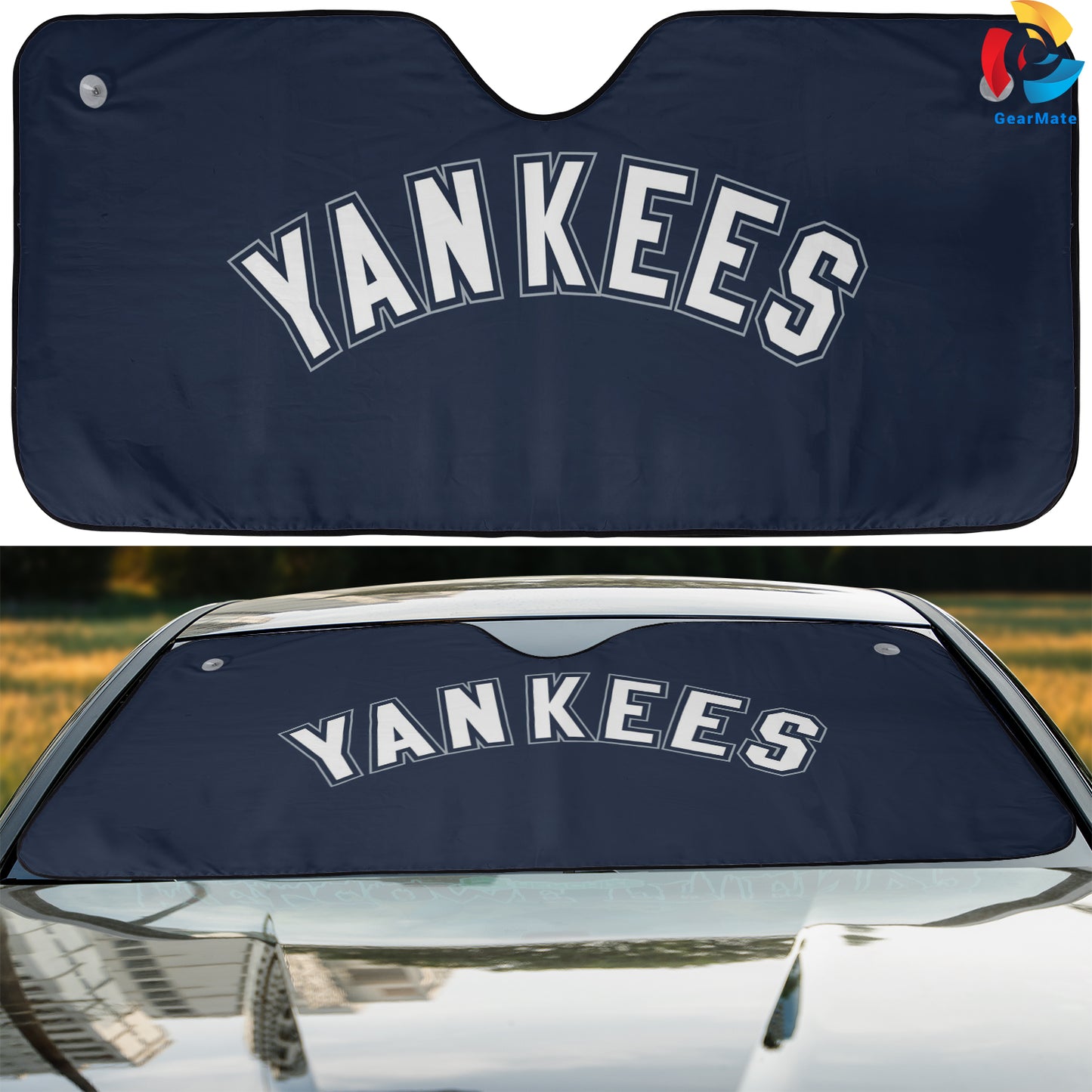 New York Yankees Basic Blue Reflective Car Sunshade – Premium Heat & UV Protection, Universal Fit