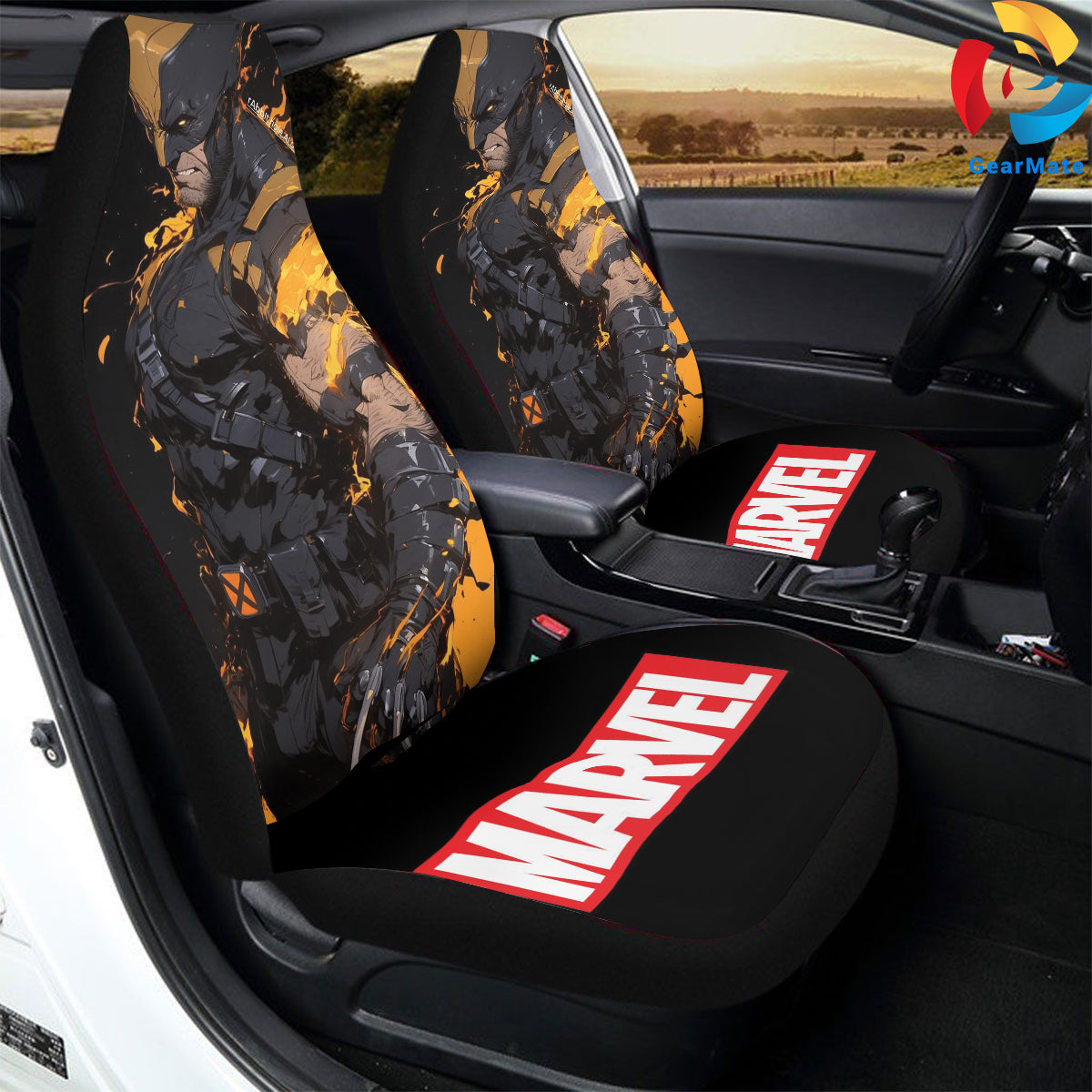 Marvel Wolverine MCU Car Seat Covers – High Quality Graphic and Polar Fleece Protector Set