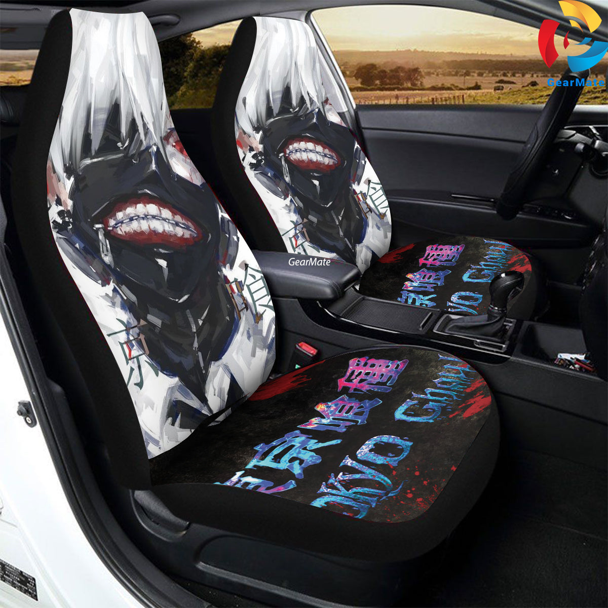 Tokyo Ghoul Face Turn Car Seat Covers – High Quality Graphic and Polar Fleece Protector Set