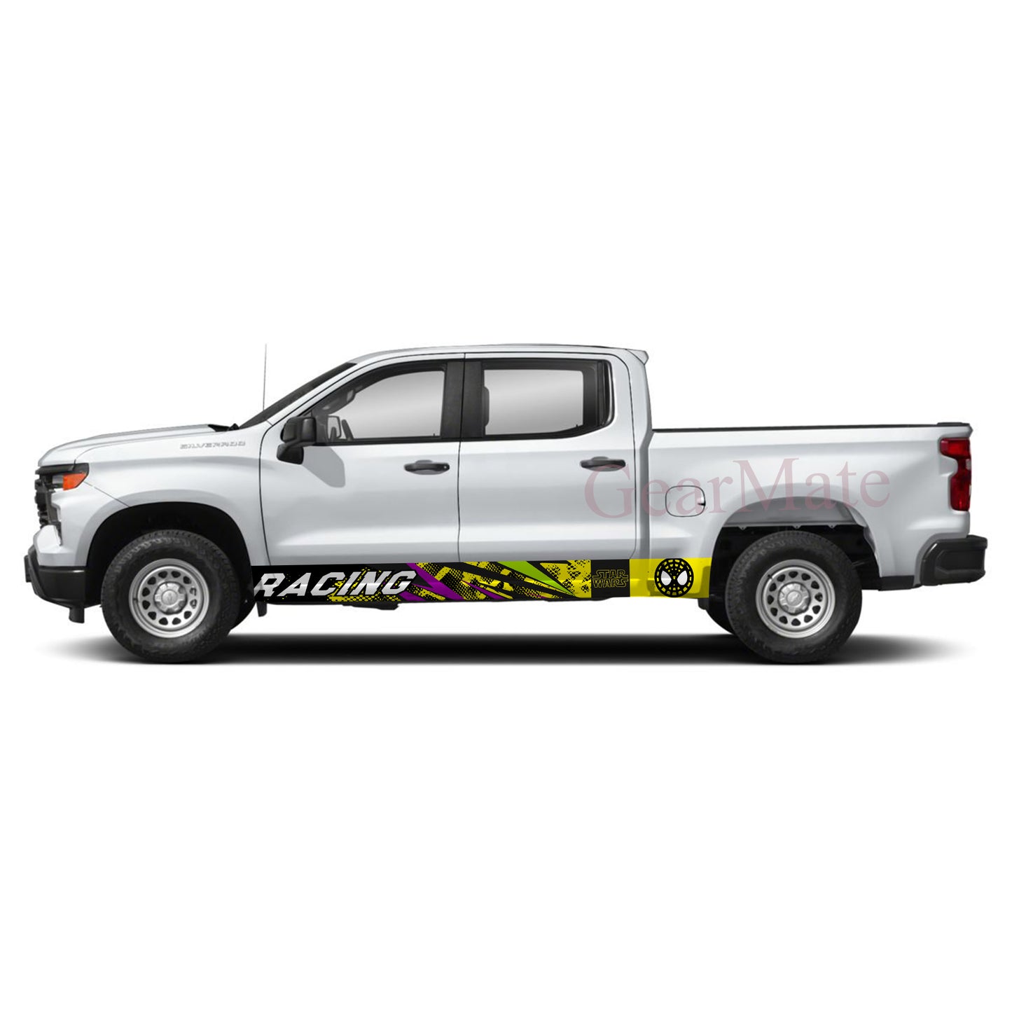 Racing Yellow Black Grunge Starwars Rocker Panel Graphic Decal Kit (Left & Right Sides) - High Quality Vinyl for Trucks & SUVs