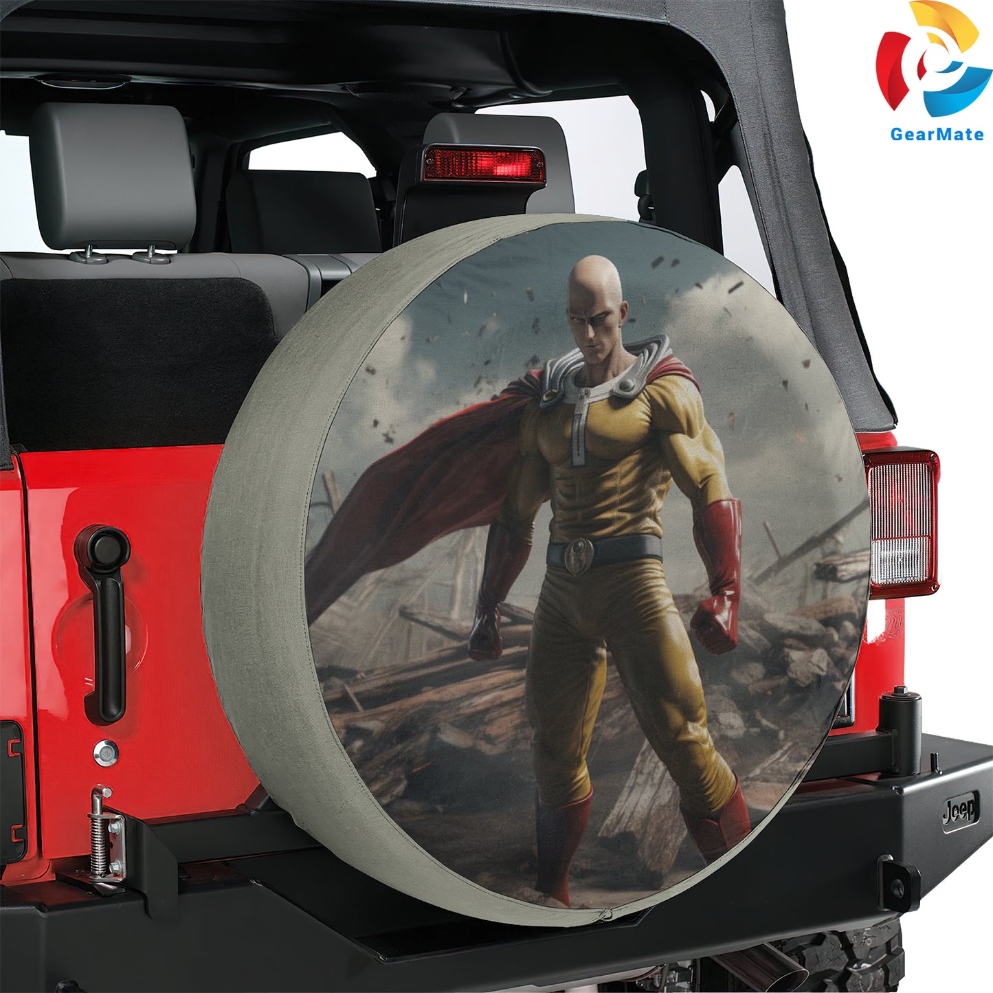 One Punch Man Saitama Sensei Spare Tire Cover – Premium Waterproof UV-Resistant Protector