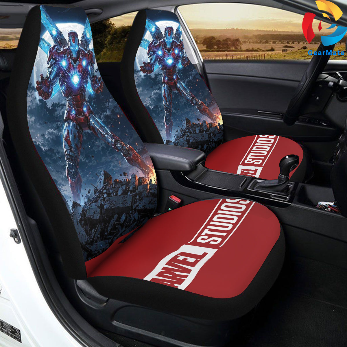 Marvel Iron Man Marvel Legends Car Seat Covers – High Quality Graphic and Polar Fleece Protector Set
