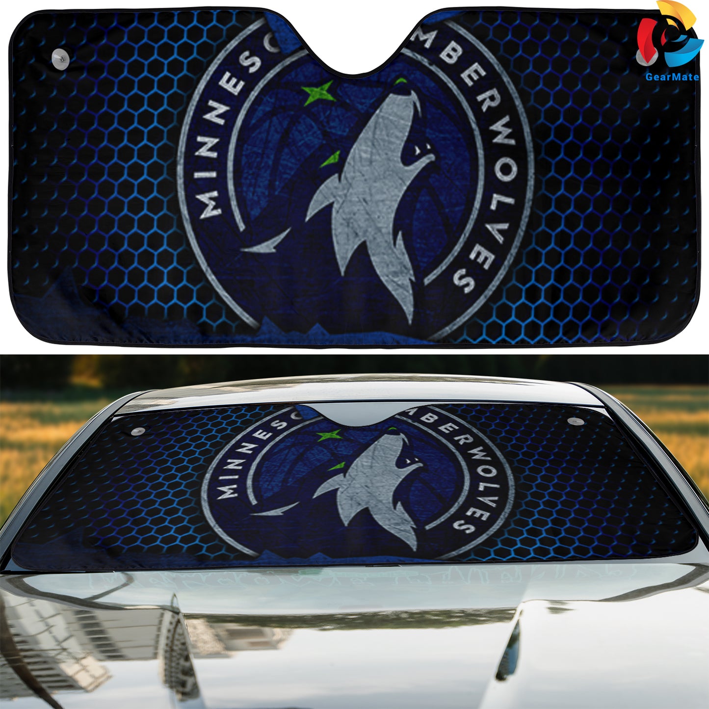 Minnesota Timberwolves NBA Reflective Car Sunshade – Premium Heat & UV Protection, Universal Fit