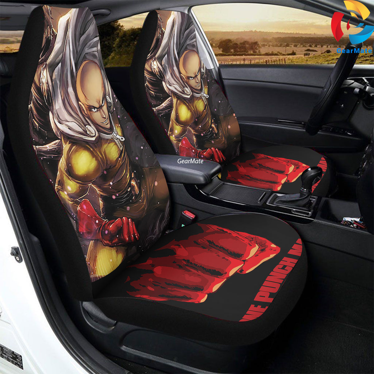 One Punch Man Cool Car Seat Covers – High Quality Graphic and Polar Fleece Protector Set