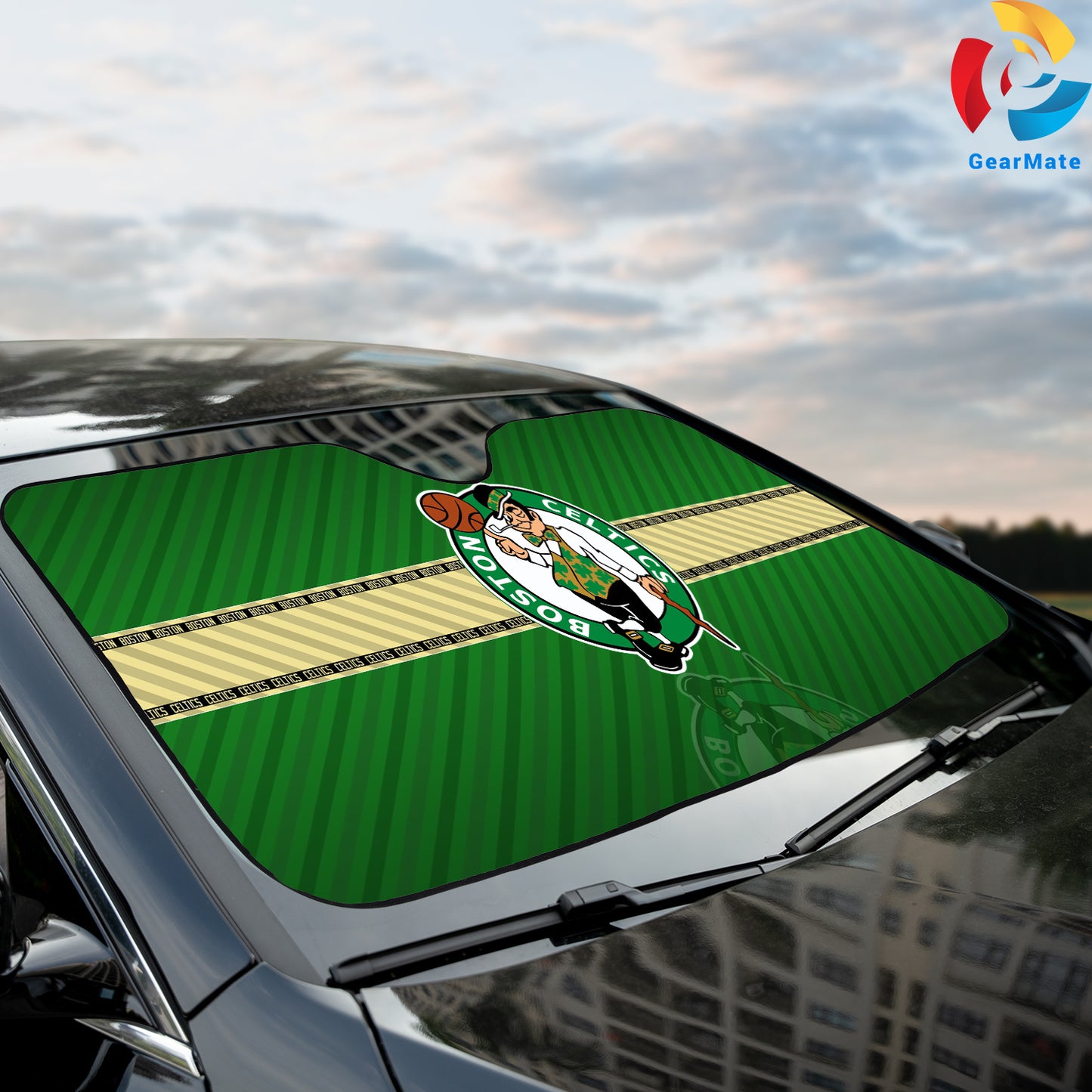 Boston Celtics Team Logo Reflective Car Sunshade – Premium Heat & UV Protection, Universal Fit