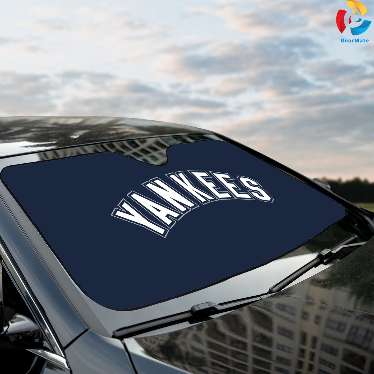 New York Yankees Basic Blue Reflective Car Sunshade – Premium Heat & UV Protection, Universal Fit