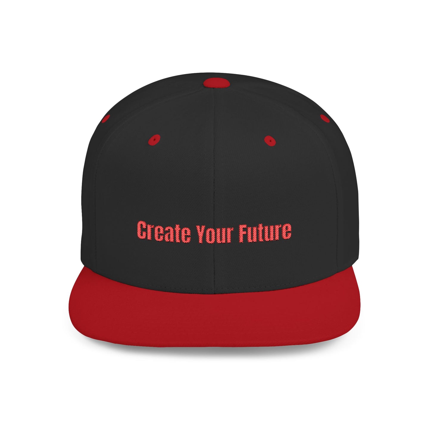 Text Create Your Future Flat Bill Snapback – Lightweight, Custom Fit, Premium Quality