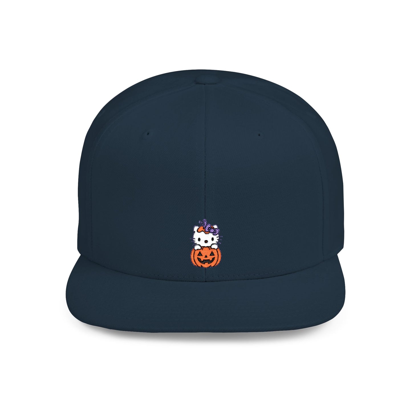 Icons Embroidered Kitty Pumpkin Flat Bill Snapback – Lightweight, Custom Fit, Premium Quality
