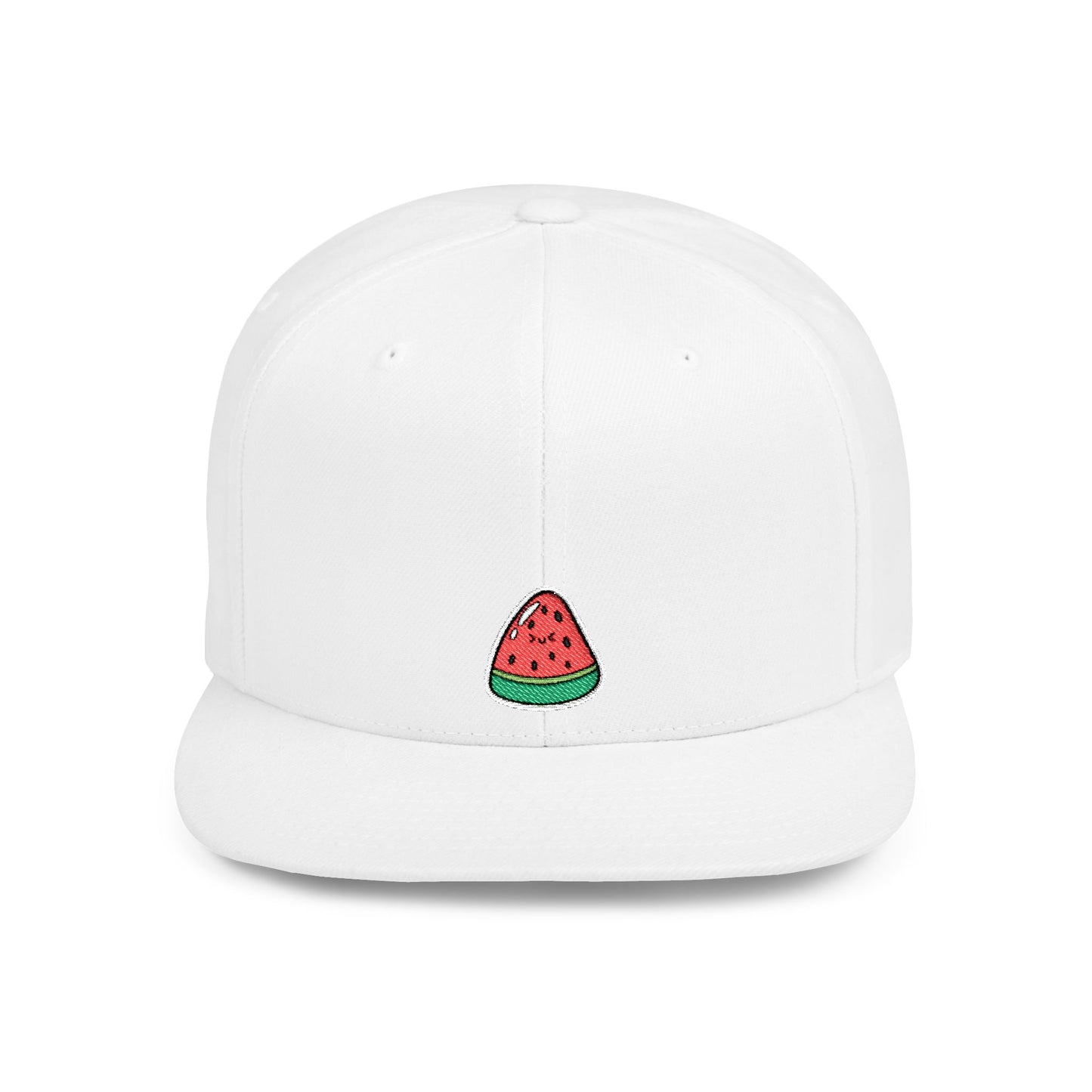 Icons Embroidered Watermelon Flat Bill Snapback – Lightweight, Custom Fit, Premium Quality