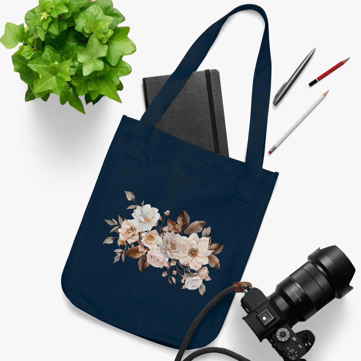 Copy of Copy of Flowers Angels Floral Organic Canvas Tote Bag - Eco-Friendly Carryall for Everyday Use