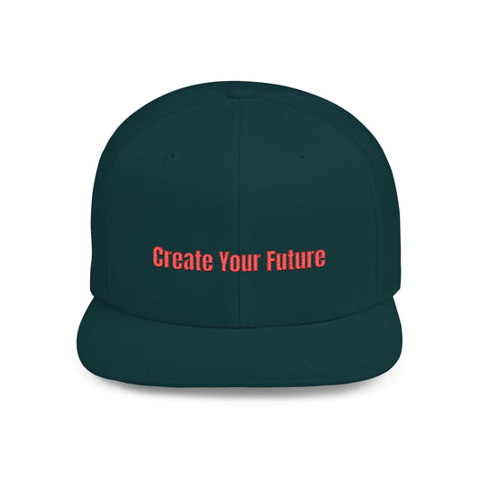 Text Create Your Future Flat Bill Snapback – Lightweight, Custom Fit, Premium Quality