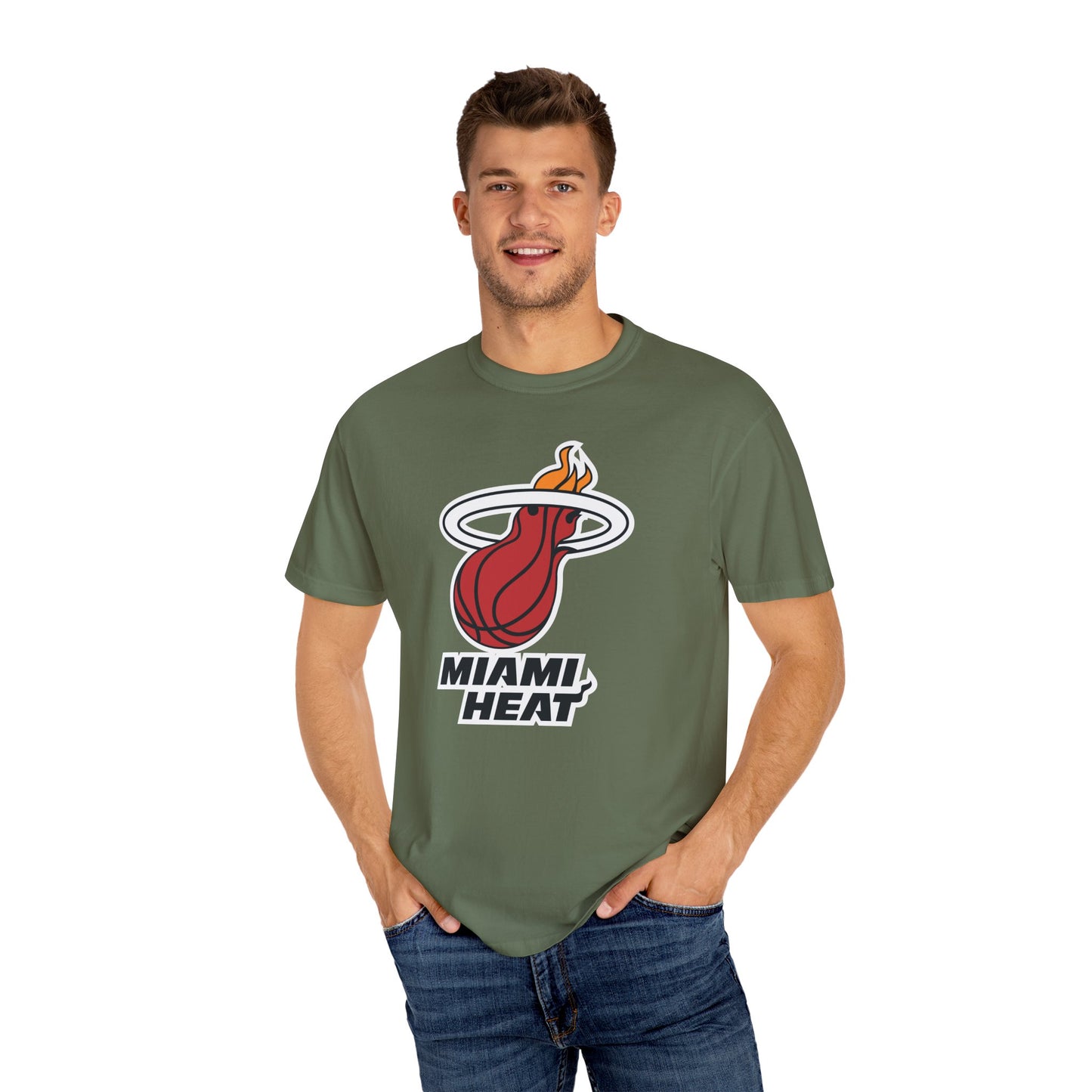 Miami Heat Street Ball Style Garment-Dyed T-Shirt – Premium Cotton Tee for Customization