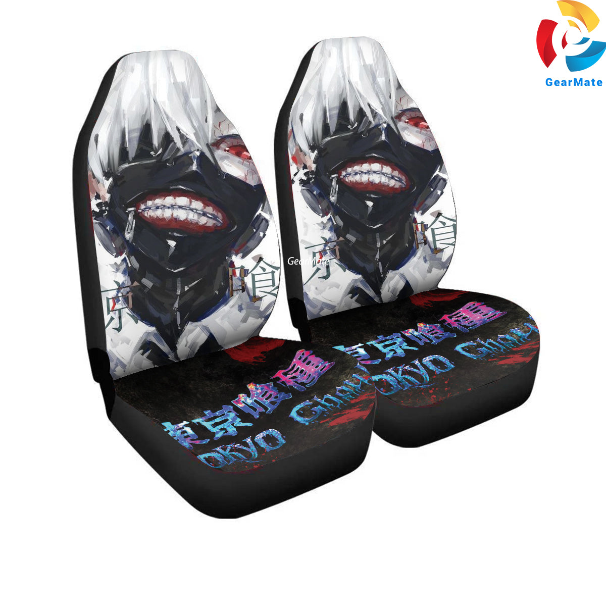 Tokyo Ghoul Face Turn Car Seat Covers – High Quality Graphic and Polar Fleece Protector Set