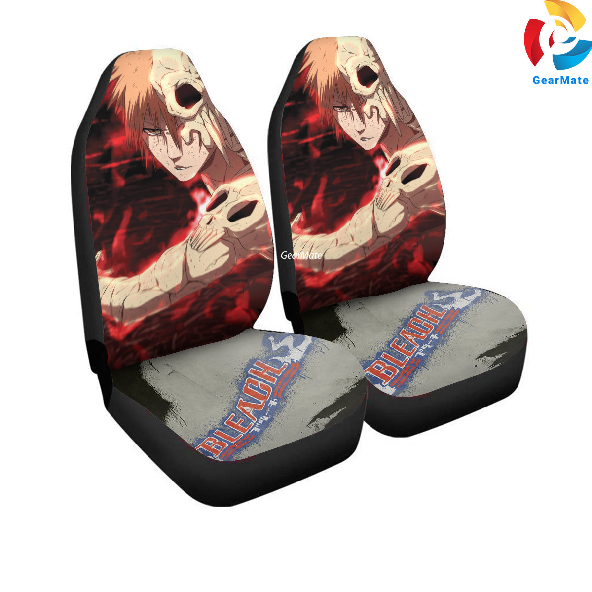 Bleach Ichigo Kurosaki Mask Car Seat Covers – High Quality Graphic and Polar Fleece Protector Set