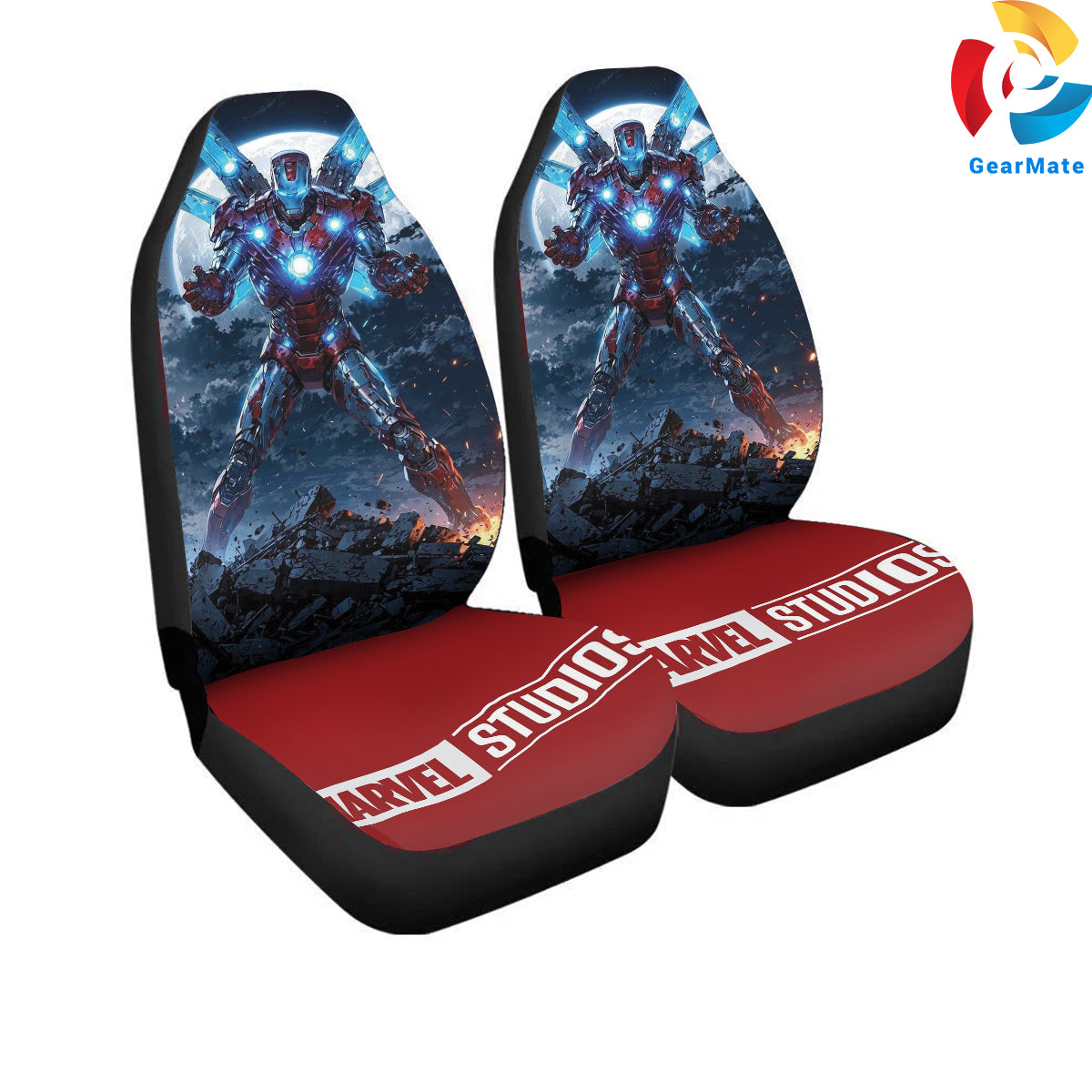 Marvel Iron Man Marvel Legends Car Seat Covers – High Quality Graphic and Polar Fleece Protector Set