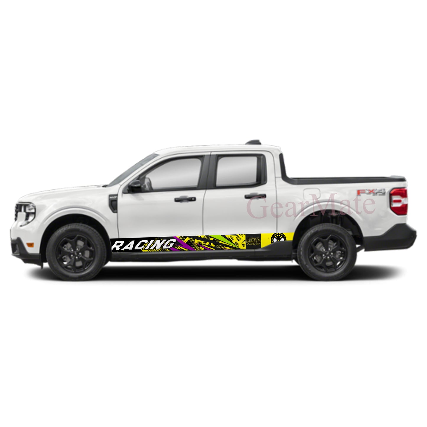 Racing Yellow Black Grunge Starwars Rocker Panel Graphic Decal Kit (Left & Right Sides) - High Quality Vinyl for Trucks & SUVs