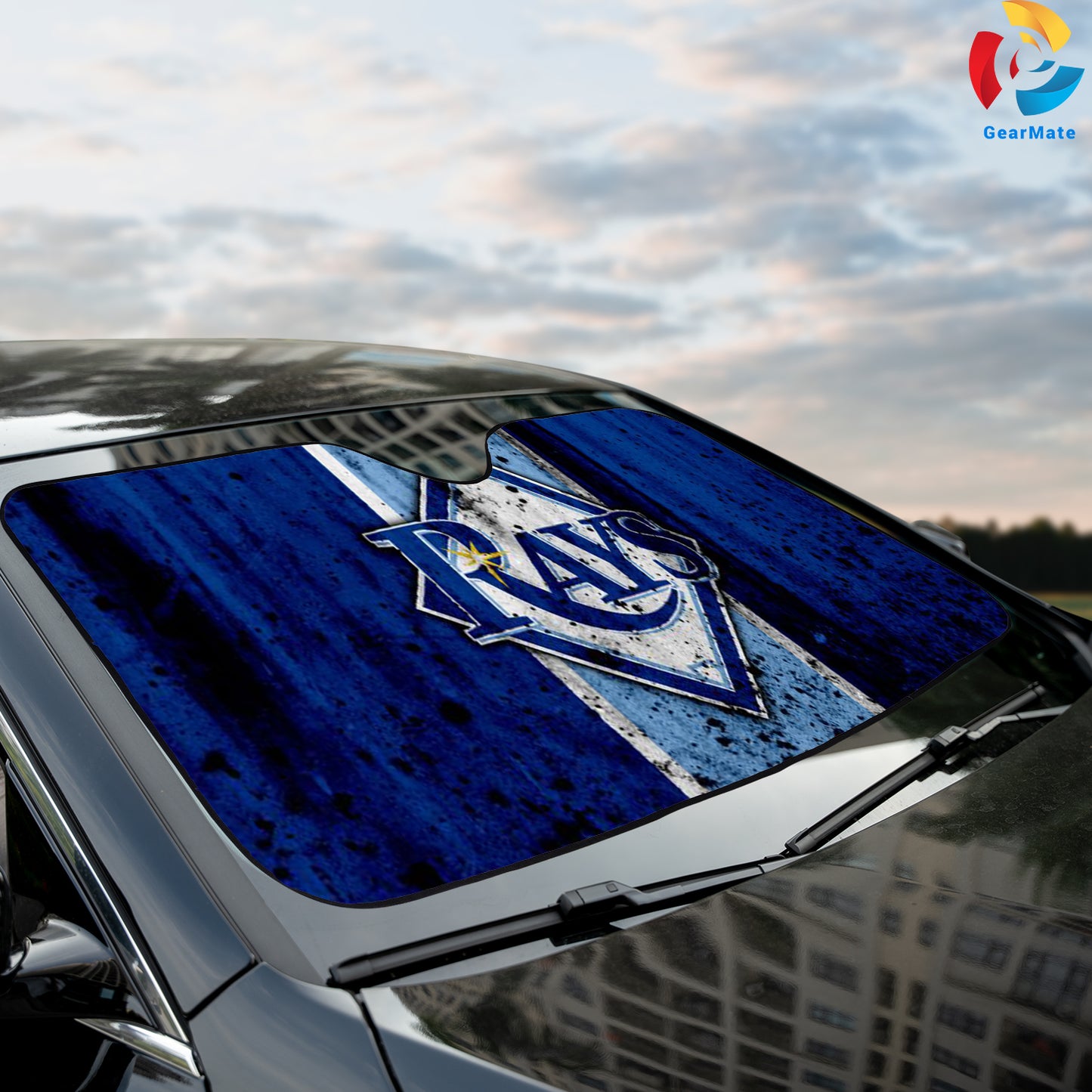 Tampa Bay Rays MLB Baseball Wooden Texture Car Cover Reflective Car Sunshade – Premium Heat & UV Protection, Universal Fit