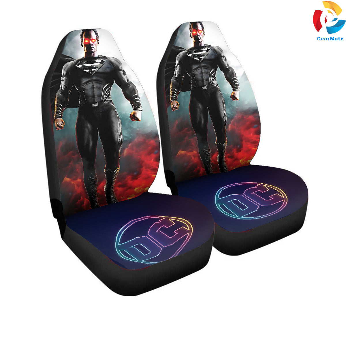 Dark Superman Car Seat Covers – High Quality Graphic and Polar Fleece Protector Set