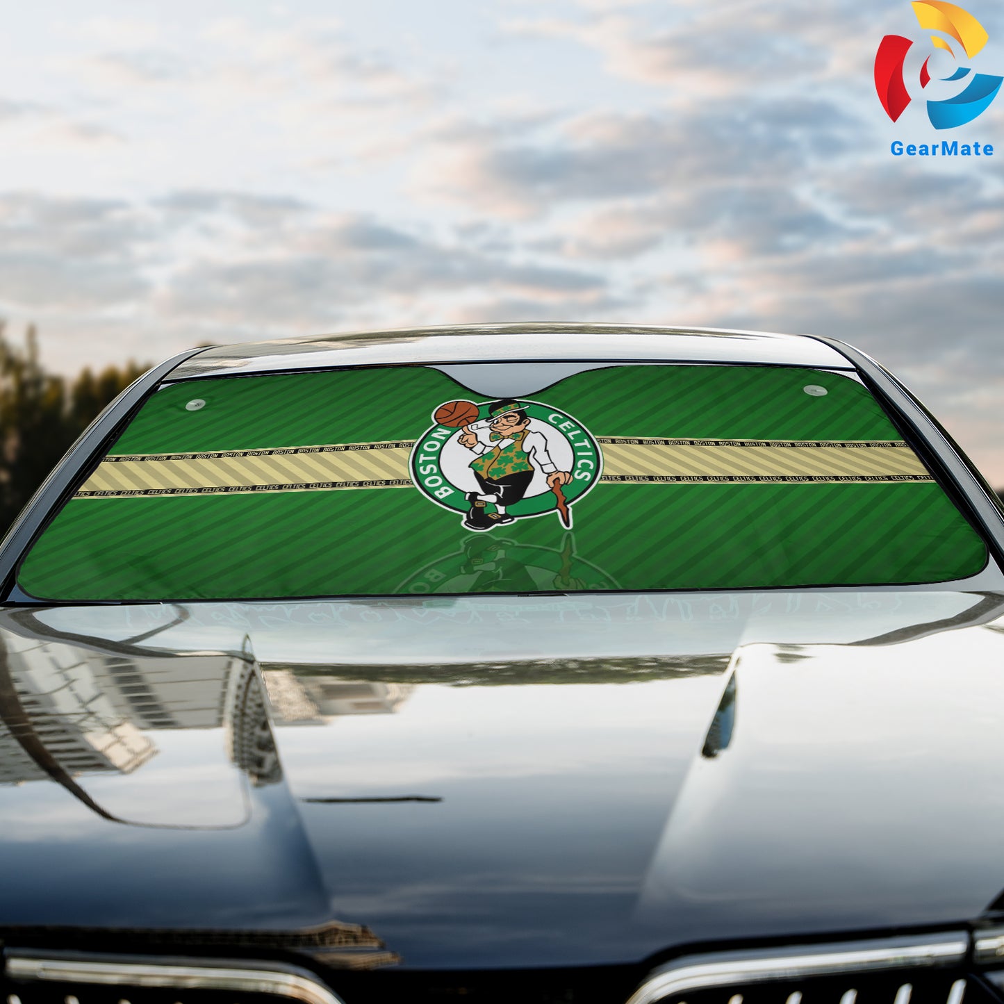 Boston Celtics Team Logo Reflective Car Sunshade – Premium Heat & UV Protection, Universal Fit