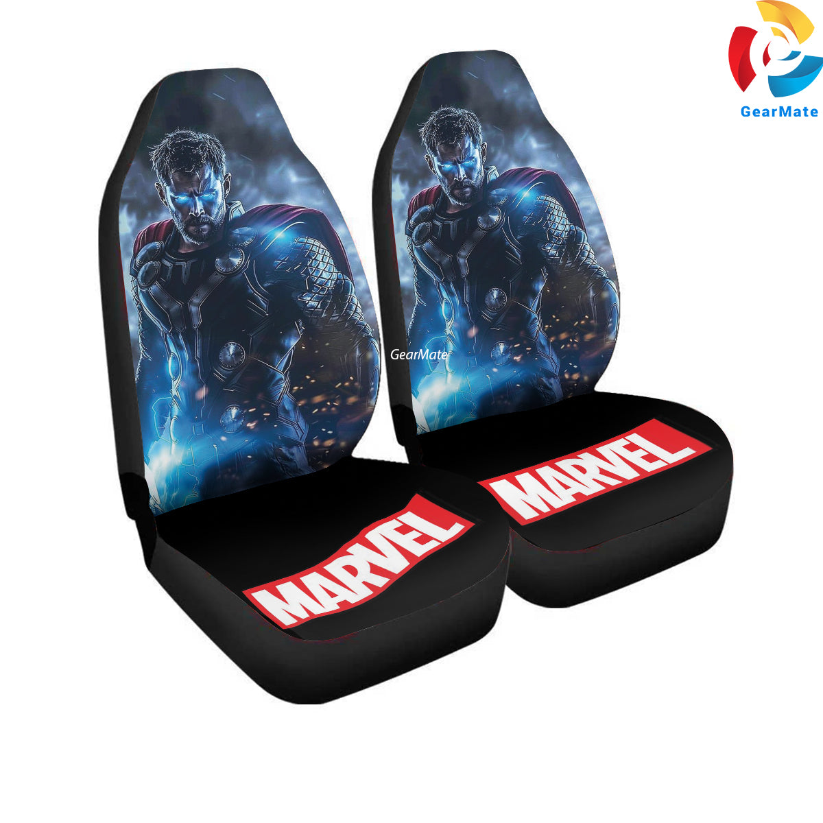 Marvel Thor Thunder God Car Seat Covers – High Quality Graphic and Polar Fleece Protector Set