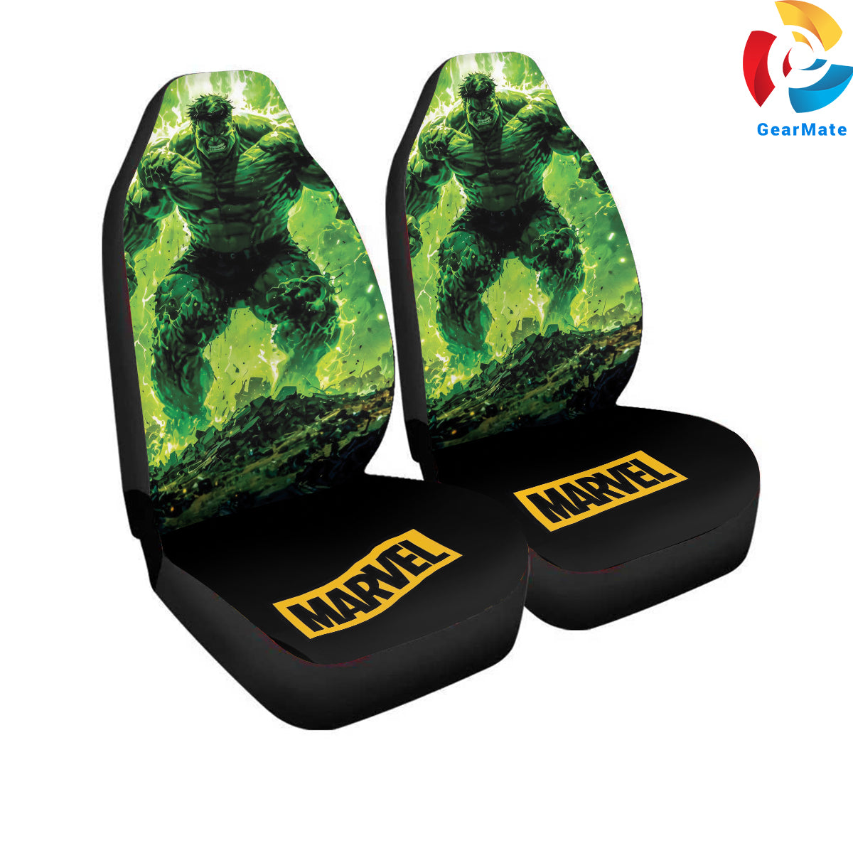 Marvel Hulk Action Car Seat Covers – High Quality Graphic and Polar Fleece Protector Set