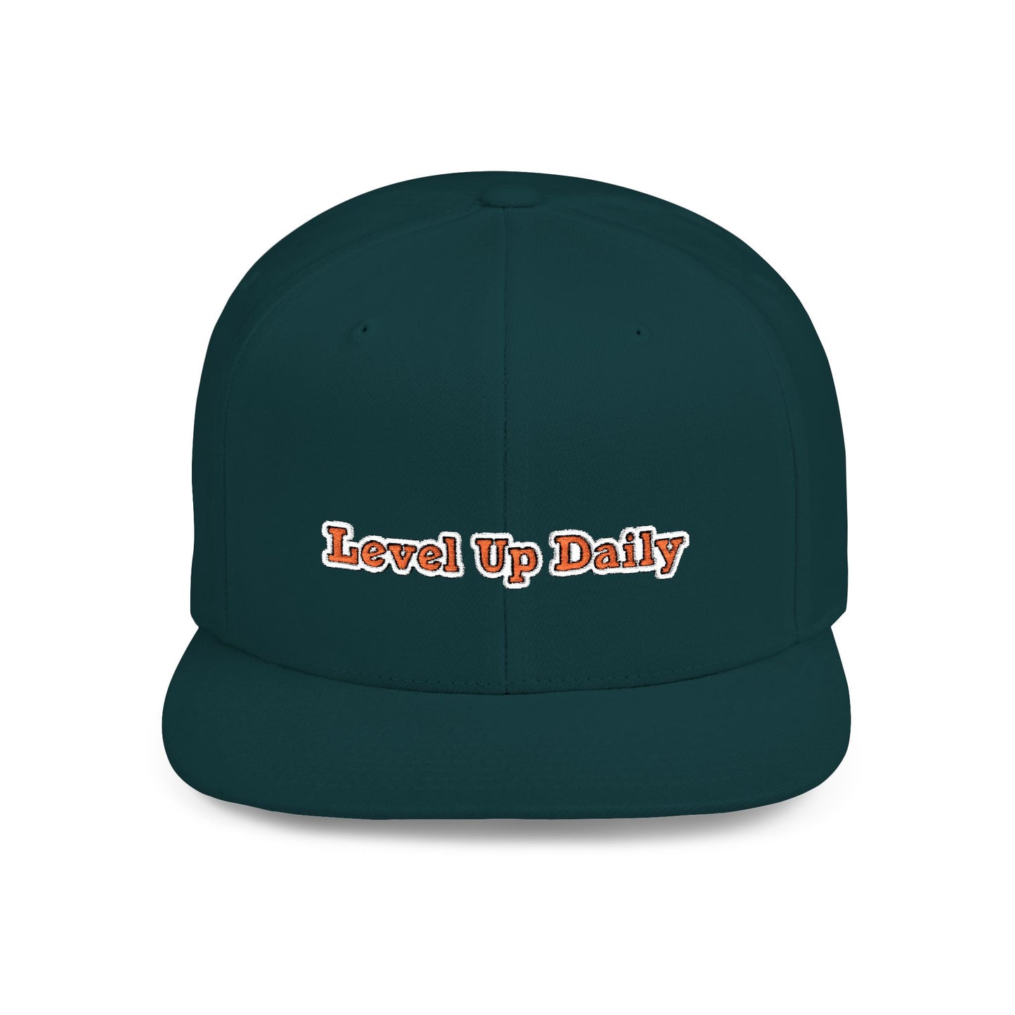 Text Level Up Daily Flat Bill Snapback – Lightweight, Custom Fit, Premium Quality