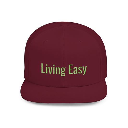 Text Living Easy Flat Bill Snapback – Lightweight, Custom Fit, Premium Quality