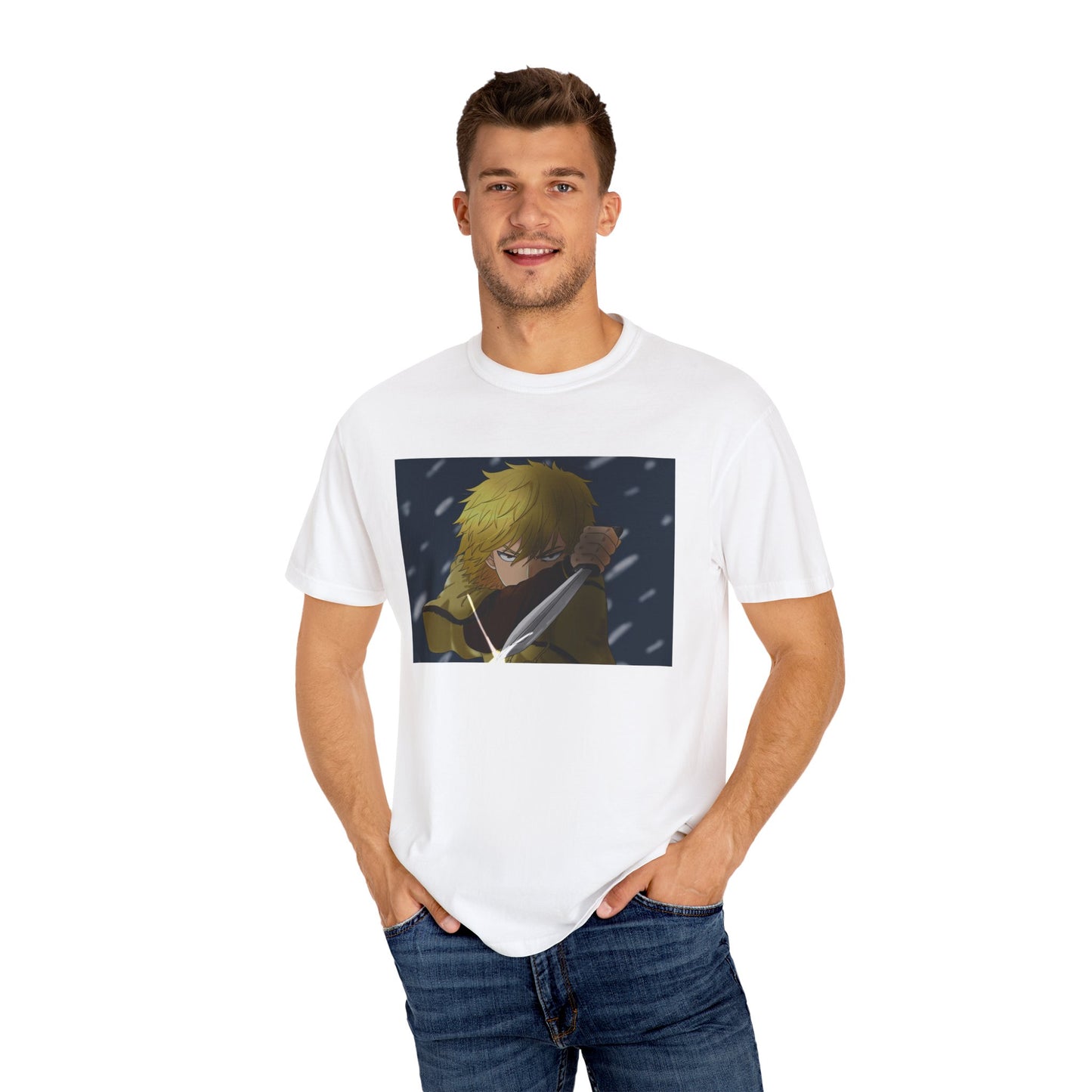 Vinland Saga Thorfinn 8K Garment-Dyed T-Shirt – Premium Cotton Tee for Customization