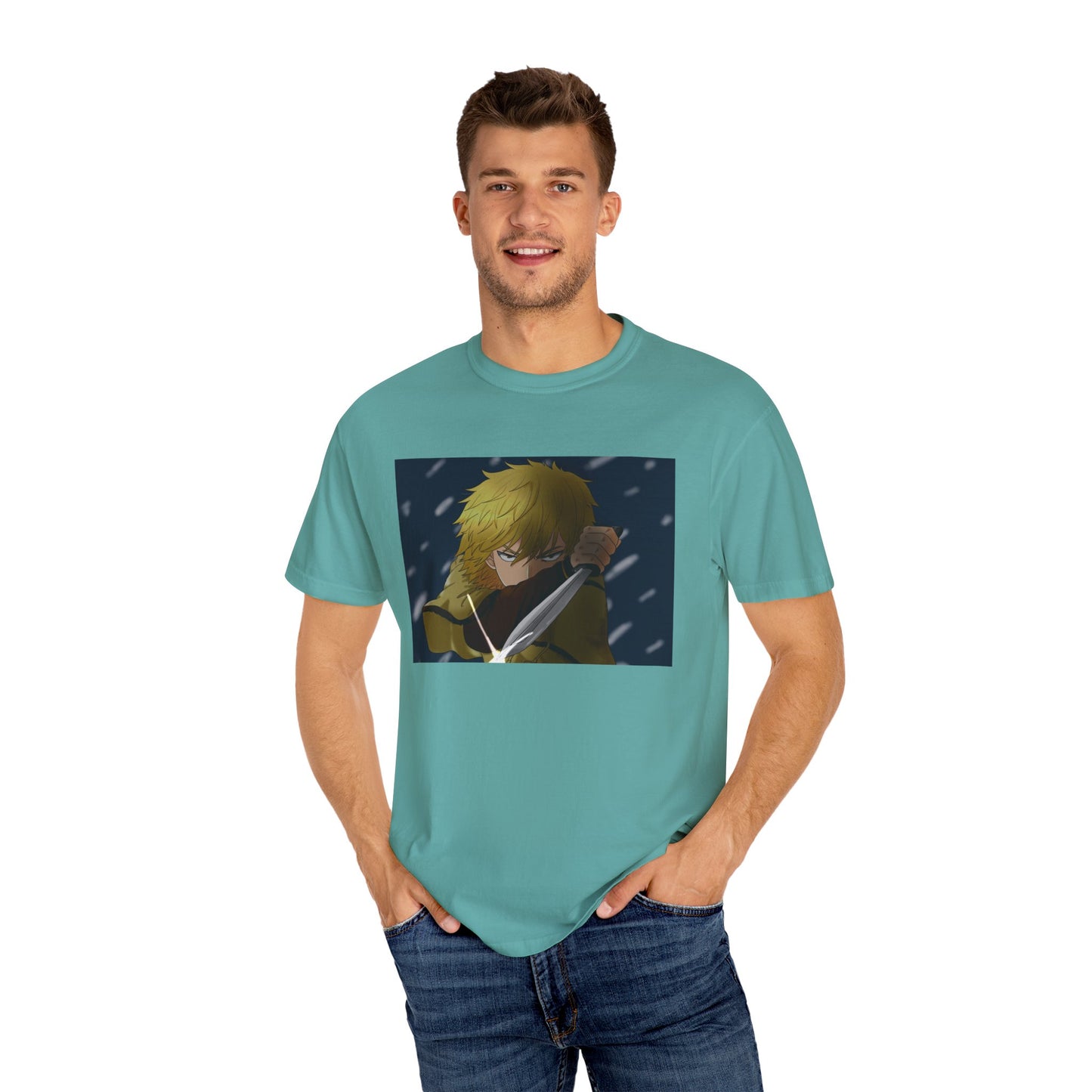 Vinland Saga Thorfinn 8K Garment-Dyed T-Shirt – Premium Cotton Tee for Customization