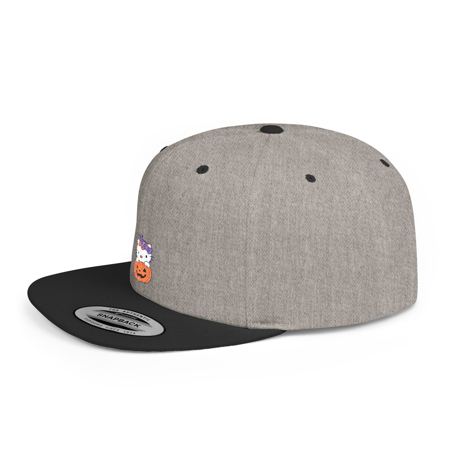 Icons Embroidered Kitty Pumpkin Flat Bill Snapback – Lightweight, Custom Fit, Premium Quality