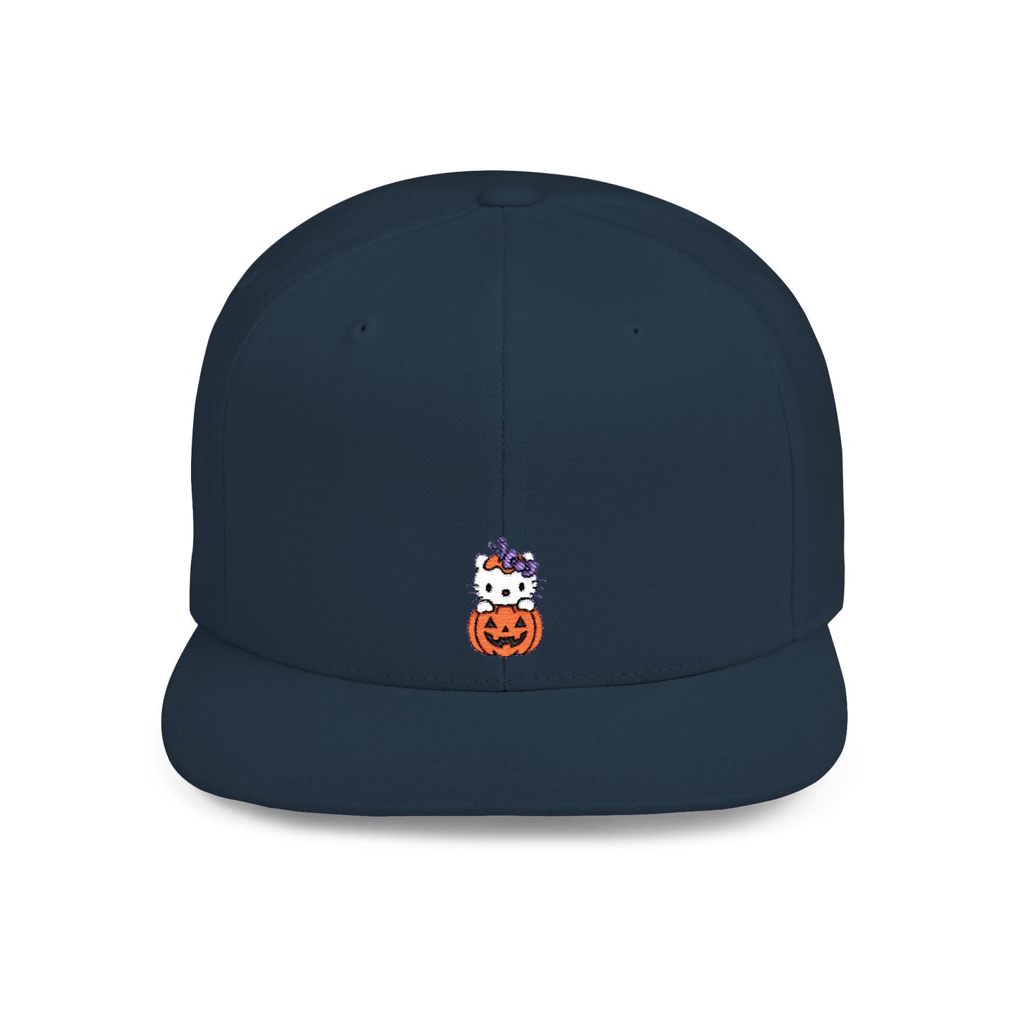 Icons Embroidered Kitty Pumpkin Flat Bill Snapback – Lightweight, Custom Fit, Premium Quality