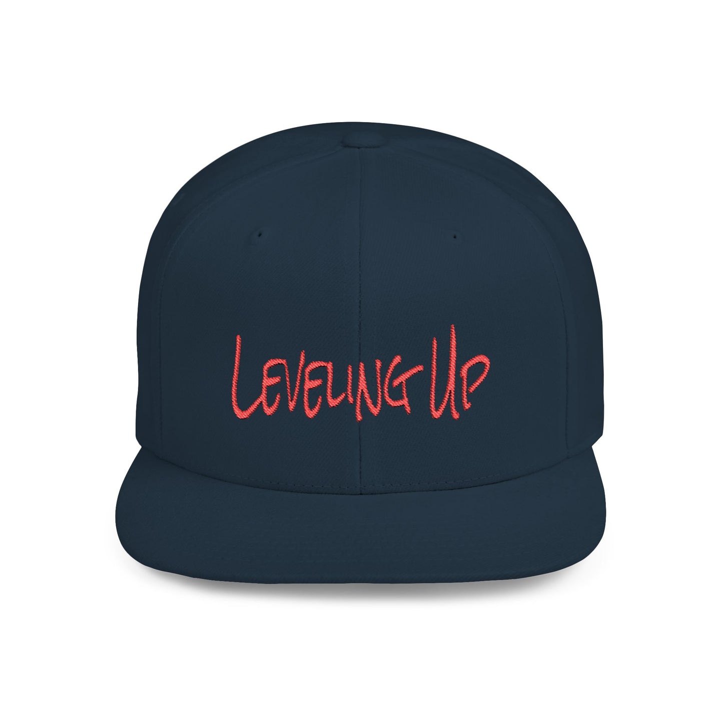 Text Leveling Up Flat Bill Snapback – Lightweight, Custom Fit, Premium Quality