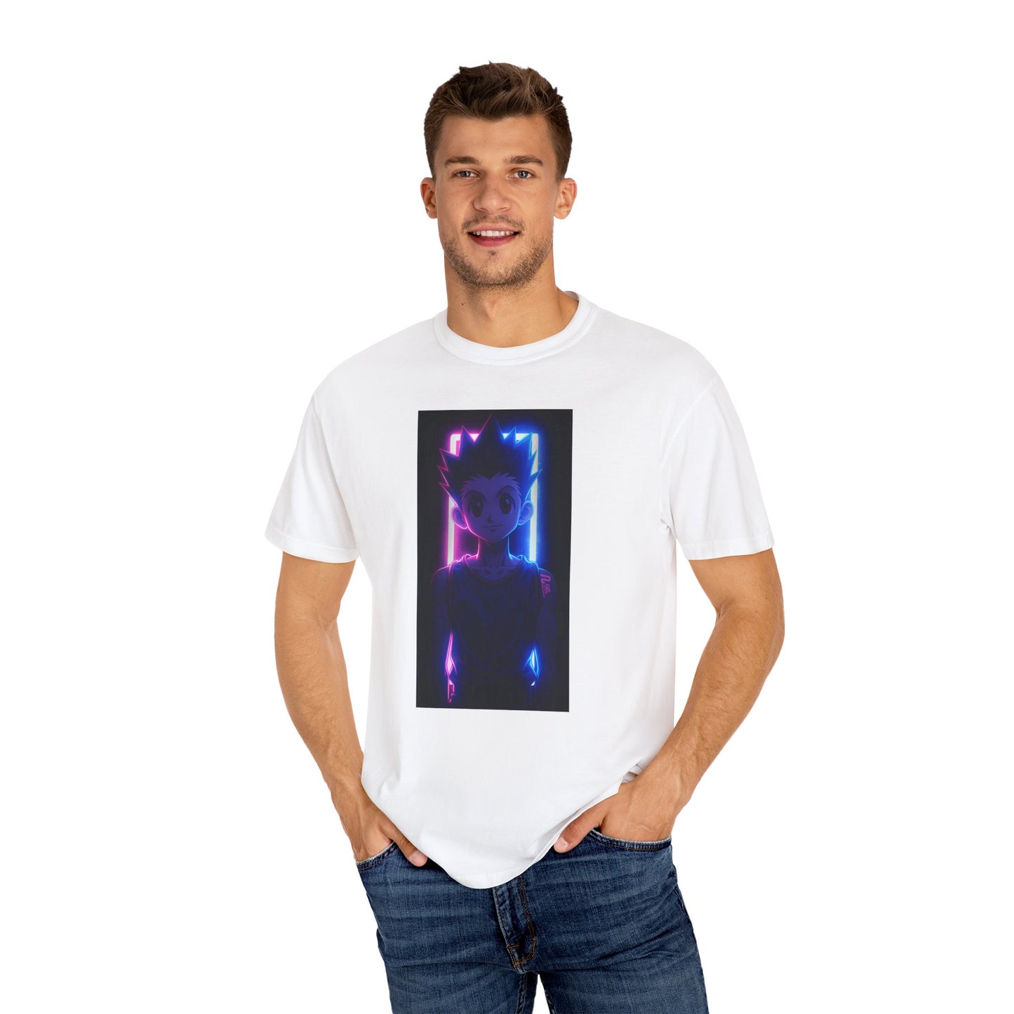 Hunter x Hunter Neon Art Garment-Dyed T-Shirt – Premium Cotton Tee for Customization