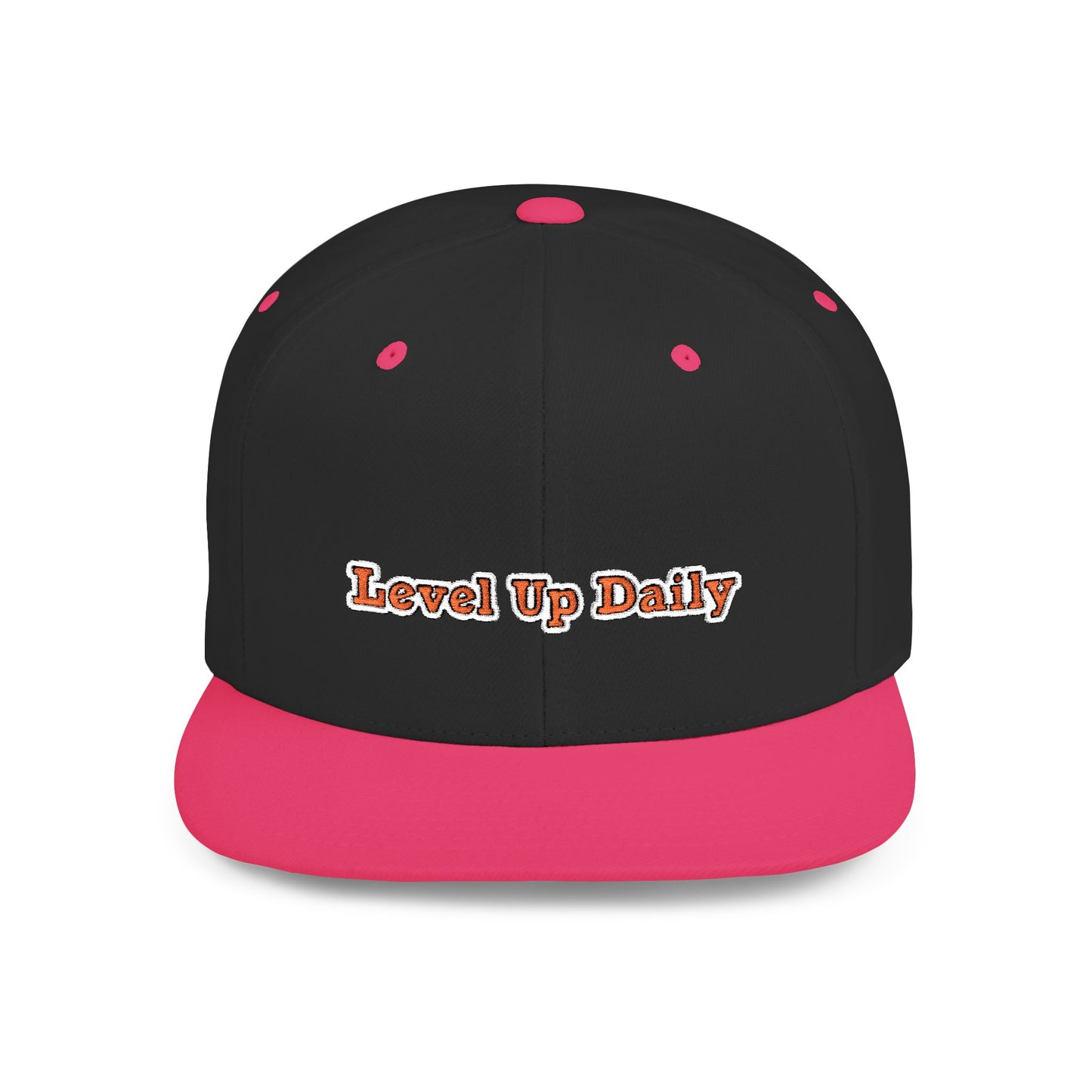 Text Level Up Daily Flat Bill Snapback – Lightweight, Custom Fit, Premium Quality