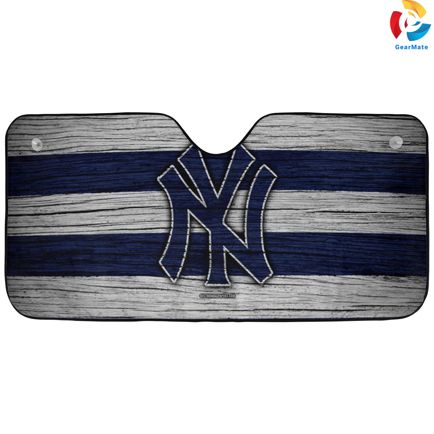 New York Yankees Wooden Texture Reflective Car Sunshade – Premium Heat & UV Protection, Universal Fit