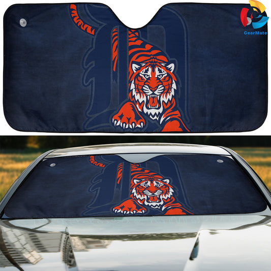 Detroit Tigers MLB Baseball Tiger Roar Reflective Car Sunshade – Premium Heat & UV Protection, Universal Fit