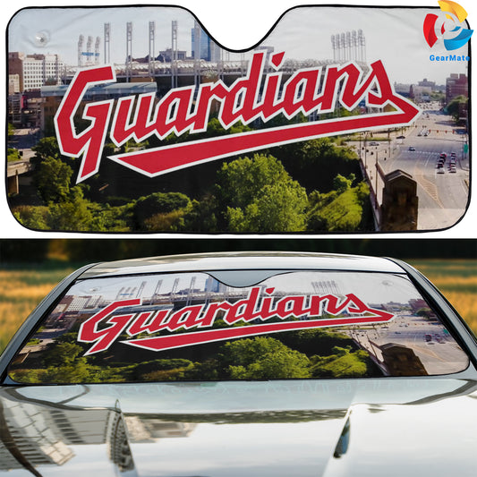 Cleveland Guardians MLB Baseball The Stadium Reflective Car Sunshade – Premium Heat & UV Protection, Universal Fit