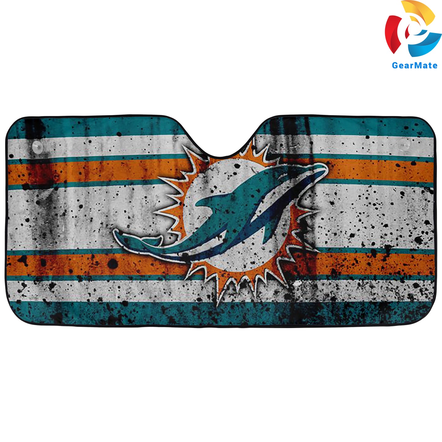 Miami Dolphins NFL Football Team Grunge Style Cover Reflective Car Sunshade – Premium Heat & UV Protection, Universal Fit