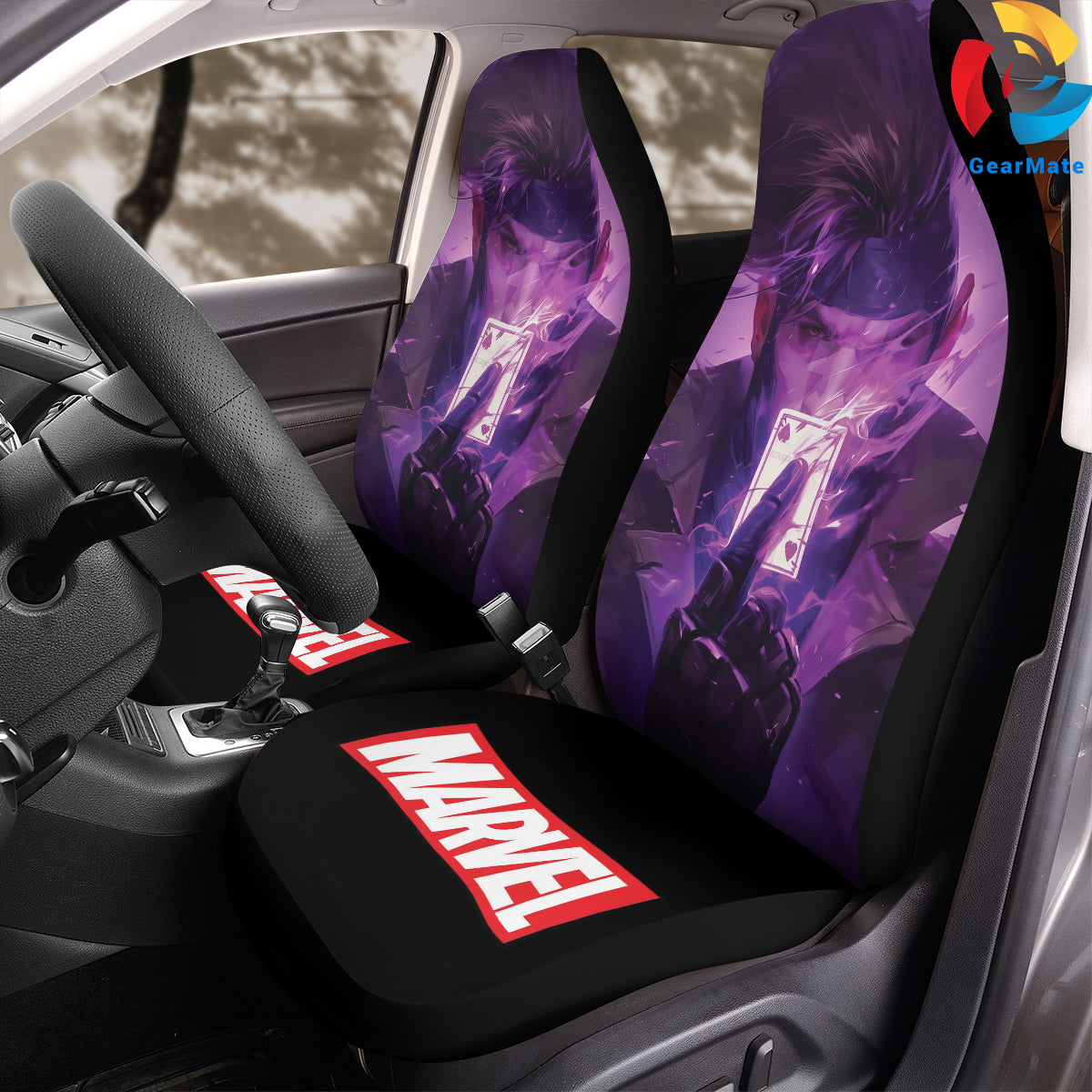 Marvel Remy LeBeau Car Seat Covers – High Quality Graphic and Polar Fleece Protector Set