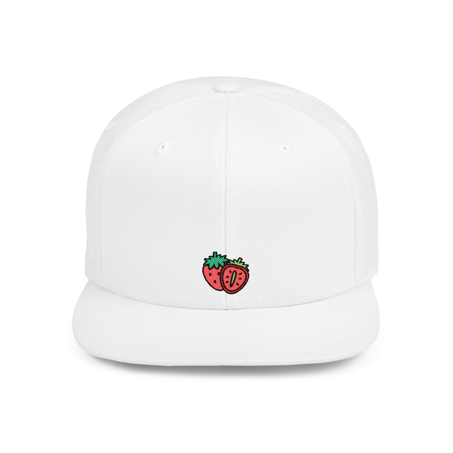 Icons Embroidered Strawberries Cute Print Flat Bill Snapback – Lightweight, Custom Fit, Premium Quality