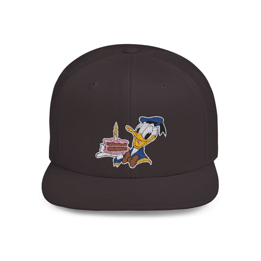 Donald Duck Birthday Cake Flat Bill Snapback – Lightweight, Custom Fit, Premium Quality