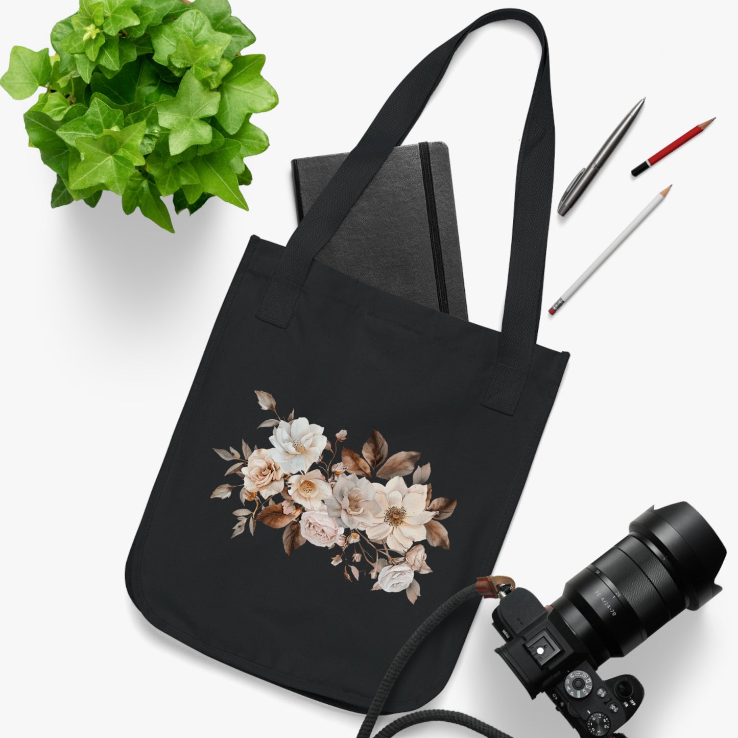 Copy of Copy of Flowers Angels Floral Organic Canvas Tote Bag - Eco-Friendly Carryall for Everyday Use