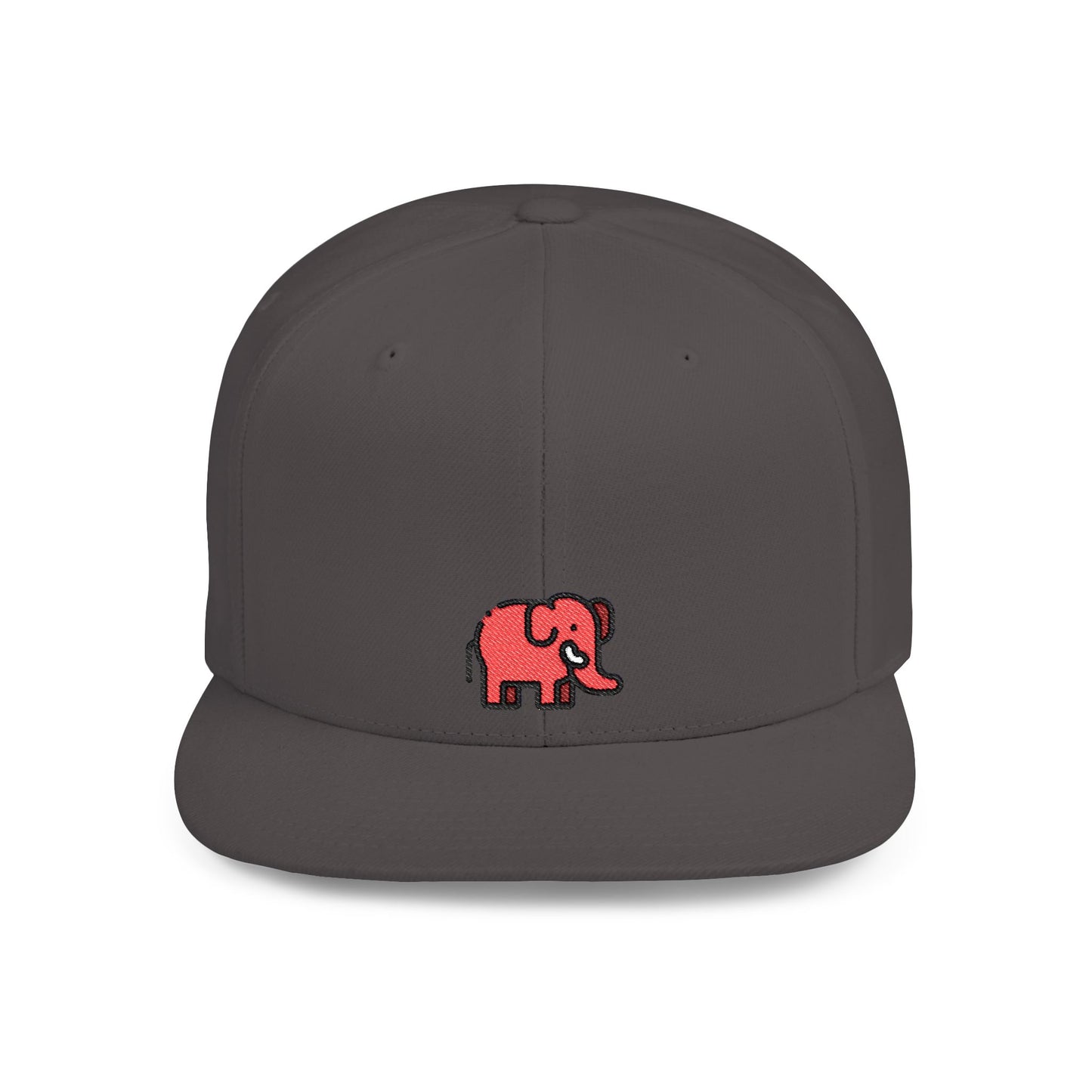 Icons Embroidered Red Elephant Flat Bill Snapback – Lightweight, Custom Fit, Premium Quality