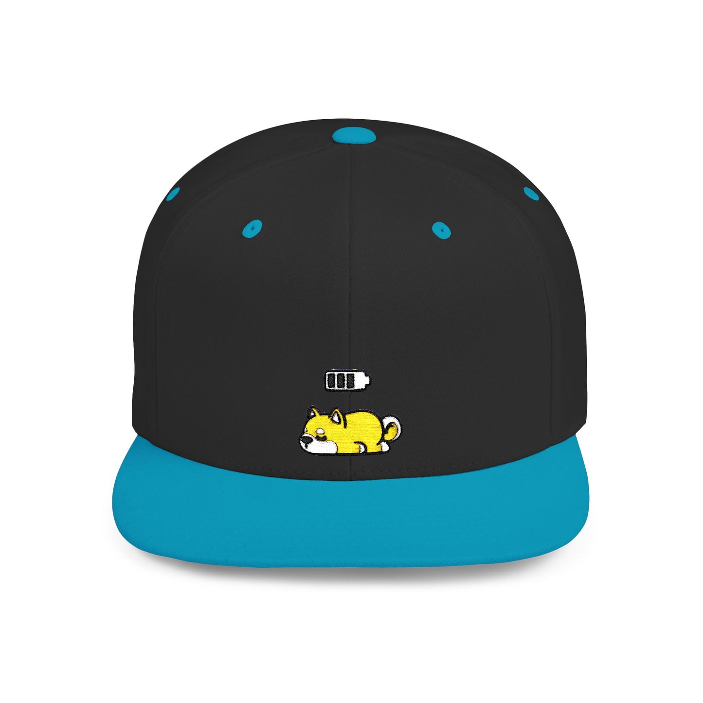 Icons Embroidered Shiba Inu Battery Flat Bill Snapback – Lightweight, Custom Fit, Premium Quality