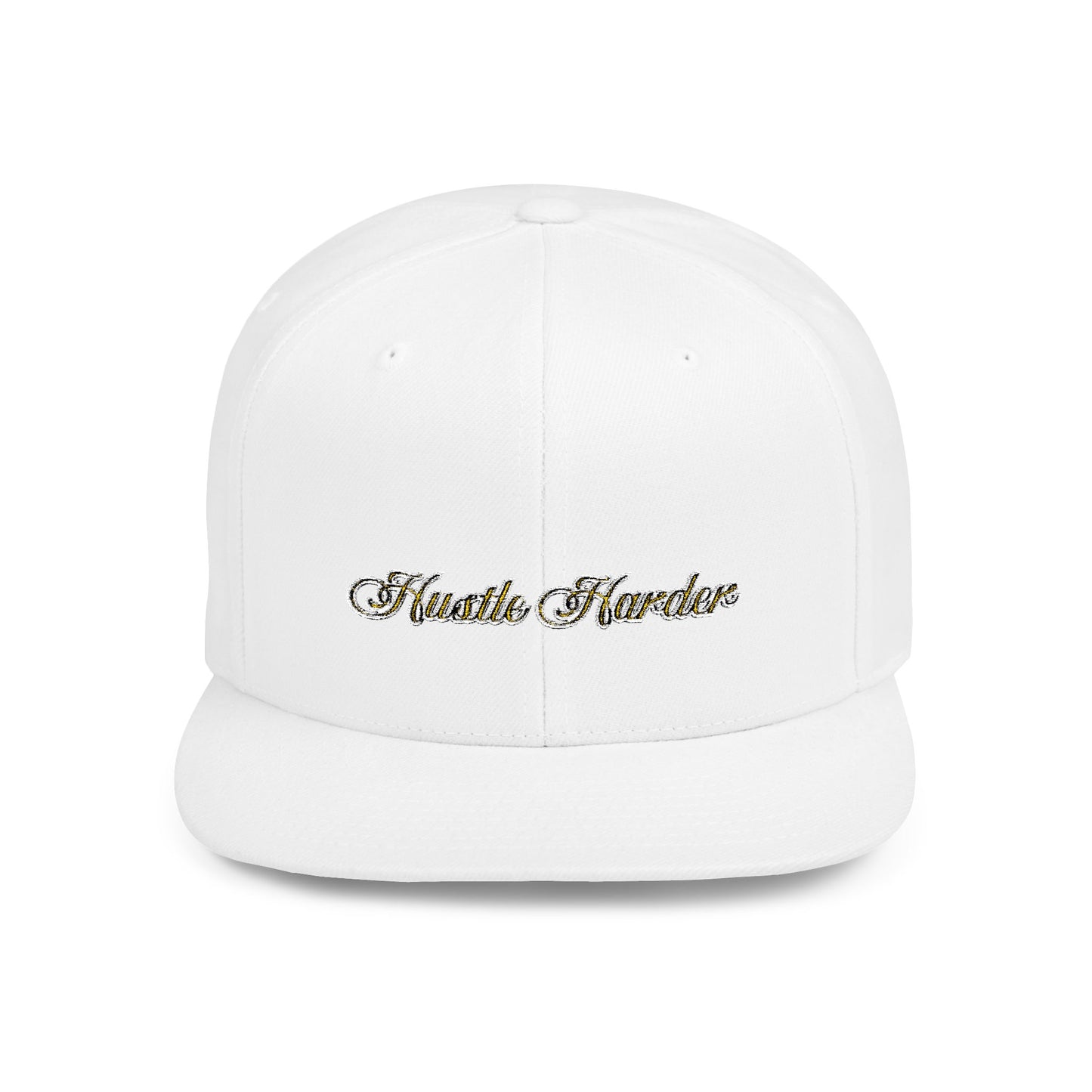 Text Hustle Harder Flat Bill Snapback – Lightweight, Custom Fit, Premium Quality